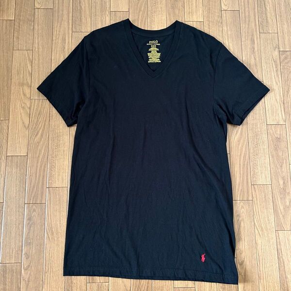 ポロラルフローレン 半袖 ティシャツ tシャツ カットソー Vネック ポニー刺繍 ワンポイント メンズ Tシャツ ブラック