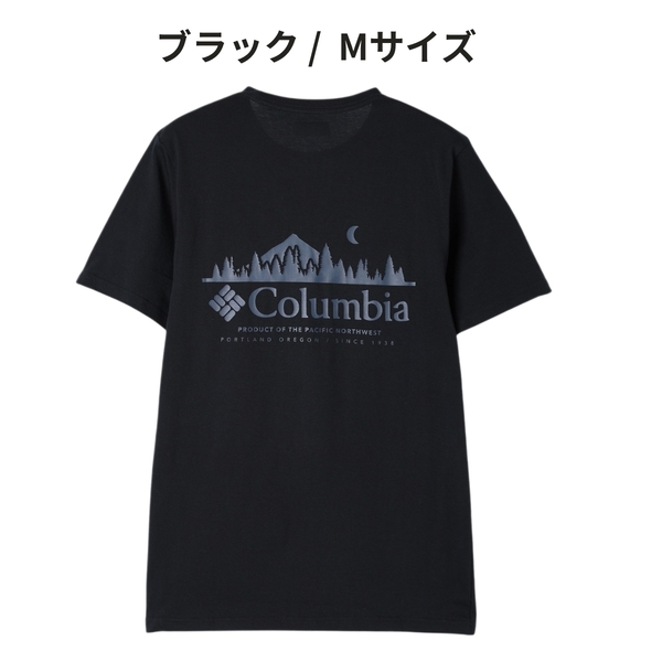 即決☆コロンビア ラピッドリッジ 半袖Tシャツ BLK/Mサイズ 半袖 ブラック 黒 M バック グラフィック コットン Columbia
