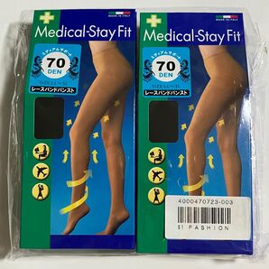 未使用 Medical-Stay Fit メディカルステイフィット 70デニール ブラック LL 〜 3L レースバンドパンスト