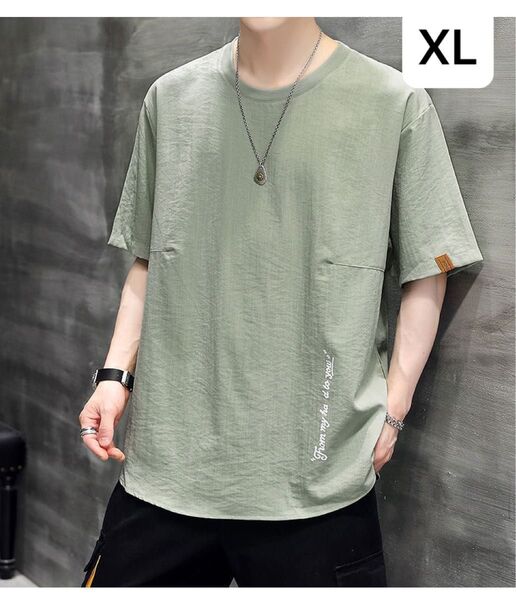 JUAS028 メンズ tシャツ ティーシャツ 刺 韓国風 五分丈袖 丸首 大きいサイズ ゆったり 英文字 夏