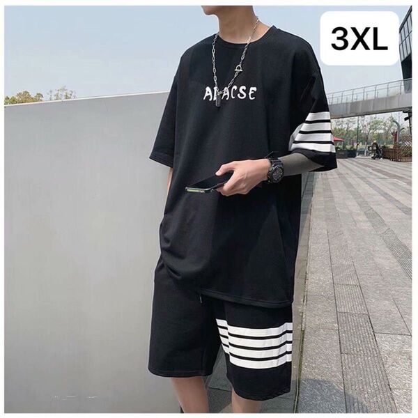 メンズ 上下セット セットアップ Tシャツ+短パン 2点セット スポーツウェア 大きいサイズ 半袖 夏 ゆったり JSAS020