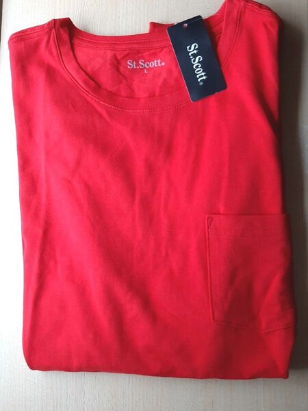 新品 送料無料 メンズMサイズ 半袖Tシャツ 赤 サイズL 綿100%