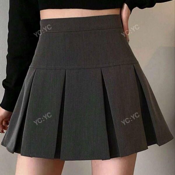 SHEIN シーイン プリーツスカート ミニスカート ダークグレー Sサイズ