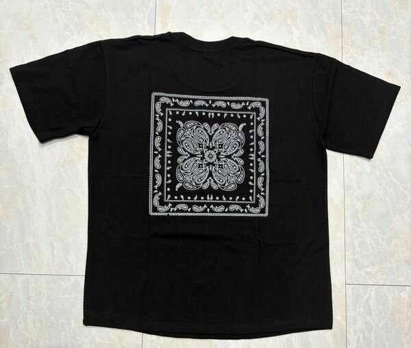 【売れてます】 Tシャツ 半袖 XL 大きめ ビッグシルエット ペイズリー ブラック 黒 綿100%