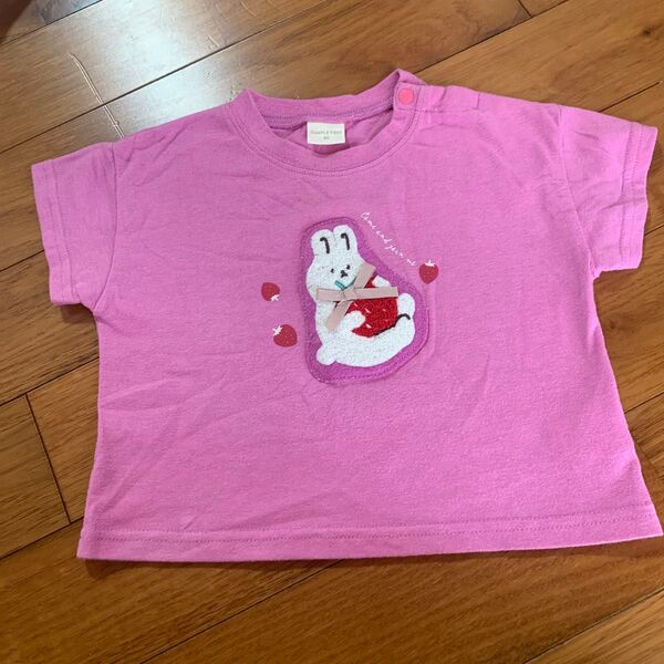 SIMPLE FREE ベビー服 半袖Tシャツ 80 ピンク うさぎ
