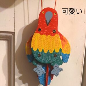 木製 鳥 おもちゃ 吊り下げ インテリア コレクション 外国雑貨 バード 飾り 置物 マスコット 人形 オウム ヨウム