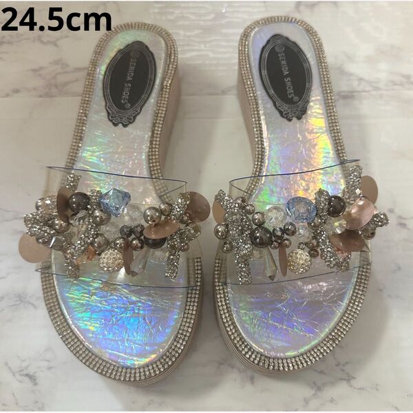 【翌日発送】SEmIDA SHOES ビジュークリアサンダル 厚底 24.5cm