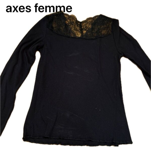 axes femme アクシーズ トップス レース シアー 黒 ブラック