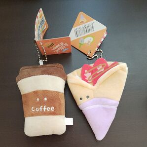 2点セット つぶらな瞳のファストフード こーひー いちごくれーぷ ぬいぐるみ マスコット