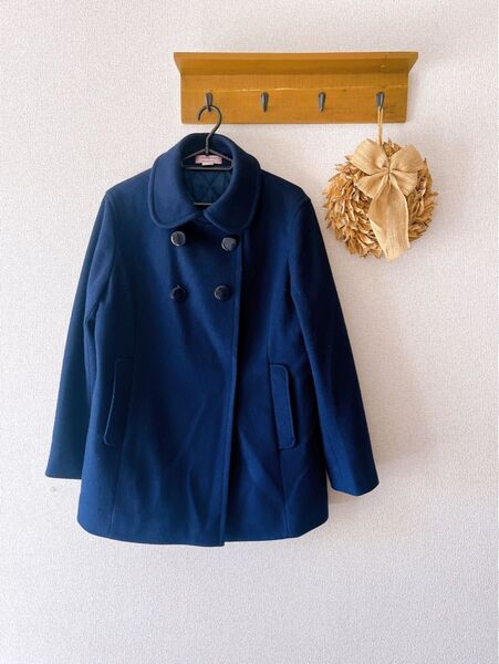 コート 女子 紺 ダブルボタン アウター ハーフコート 上着 冬物 学生服 ボックスコート L 光多学生服 中学 高校 スクール