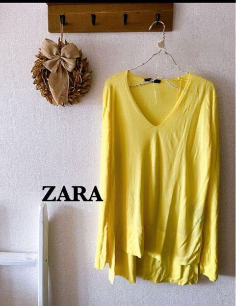 カットソー ニット 長袖 Vネック セーター ZARA ザラ 春夏 サマーニット トップス