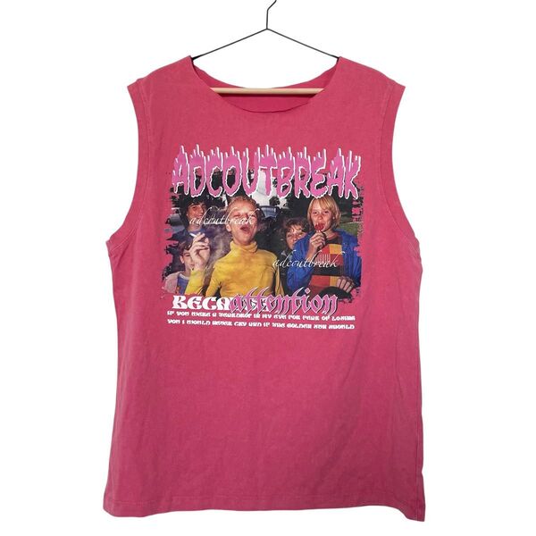 ウォッシュド ノースリーブ シャツ ノースリーブ タンクトップ Tシャツ カットソー L XL