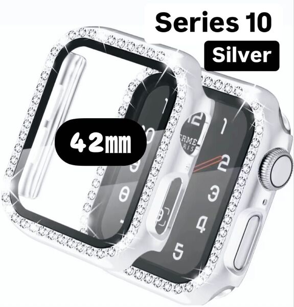 アップル ウォッチ カバー 42㎜ Apple watch ケース バンド シルバー 韓国 フレーム キラキラ シリーズ10