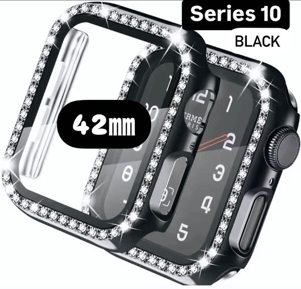 アップル ウォッチ カバー 42㎜ Apple watch ケース バンド ブラック 韓国 フレーム キラキラ シリーズ 10
