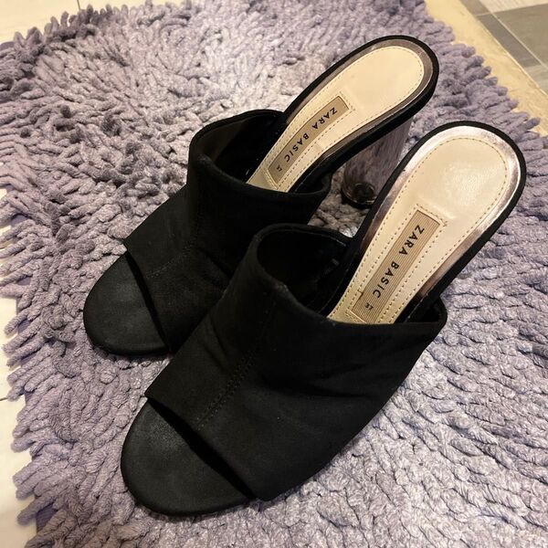 ZARA BASIC ミュール ブラック スエード 37