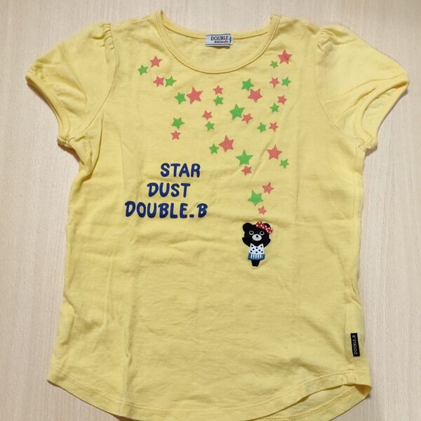美品☆ミキハウス DOUBLE.B Tシャツ スターダスト イエロー 130