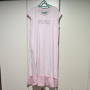 新品タグ付き☆裾フリル ノースリーブワンピース 薄ピンク 160