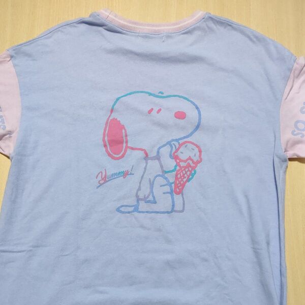 メゾピアノジュニア スヌーピー Tシャツワンピース 水色 150