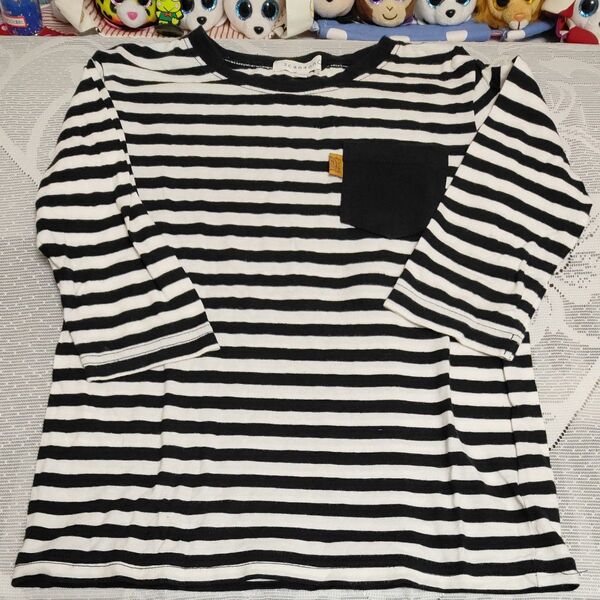 3can4on ボーダー柄 七分袖Tシャツ 130