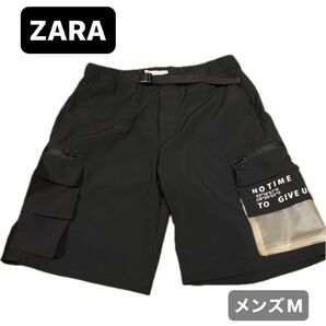 ZARA ザラ メンズ カーゴパンツ ハーフパンツ ブラック M