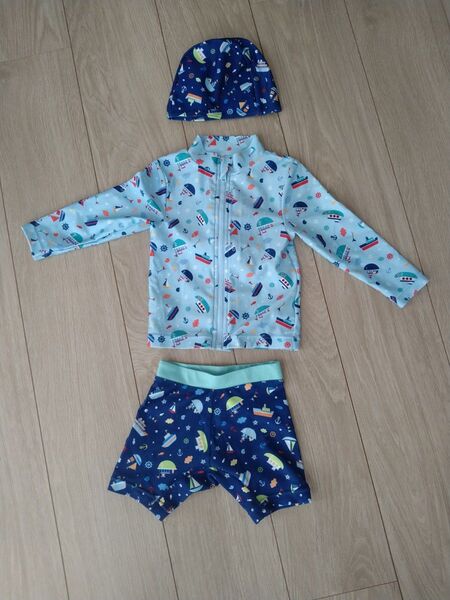 男の子用☆ベビー水着 ラッシュガード キャップ