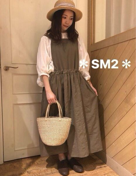 未使用 サマンサモスモス エプロンワンピース 刺繍ノースリーブワンピース