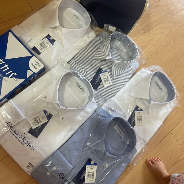 Yシャツ ワイシャツ 長袖 ストライプ カッターシャツ ビジネスシャツ