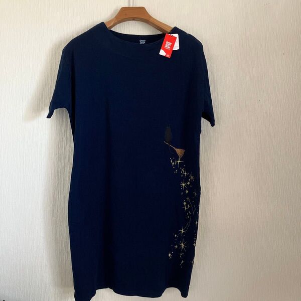 未使用タグ付 Design Tshirts Store graniph グラニフ 黒猫 Tシャツワンピース