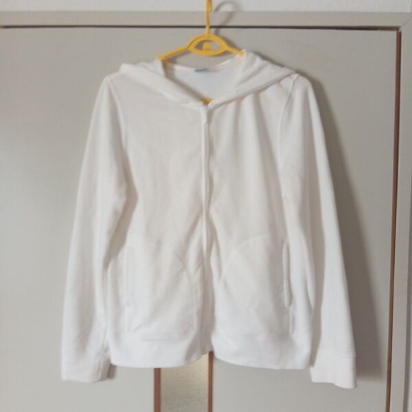 ユニクロ UNIQLO ドライスエット DRY SWEAT SHIRT ジップアップパーカー 白 Lサイズ やや汚れあり