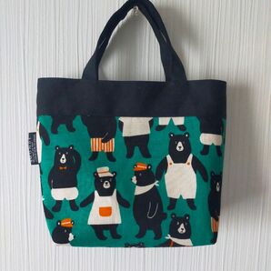 ハンドメイド☆ミニトートバッグ☆サブバッグ☆お散歩バッグ☆クマ