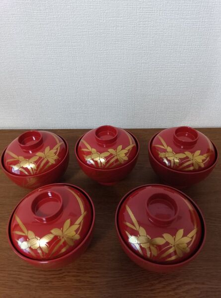 会津塗吸物碗5客(木箱入)