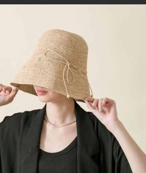 セール☆MADE IN MADA☆麦わら帽子 ストローハット 折りたたみ可 リボン ベージュ