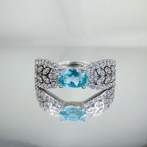 新作 高品質天然宝石 パライバアパタイトルース 0.515ct S925リング 指輪 リング シルバー