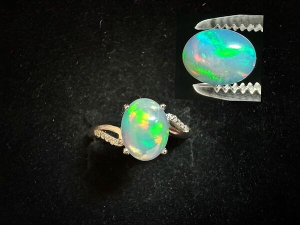 新作 天然石リング 高品質オパール 0.840ct 遊色綺麗 SV925 宝石 天然石