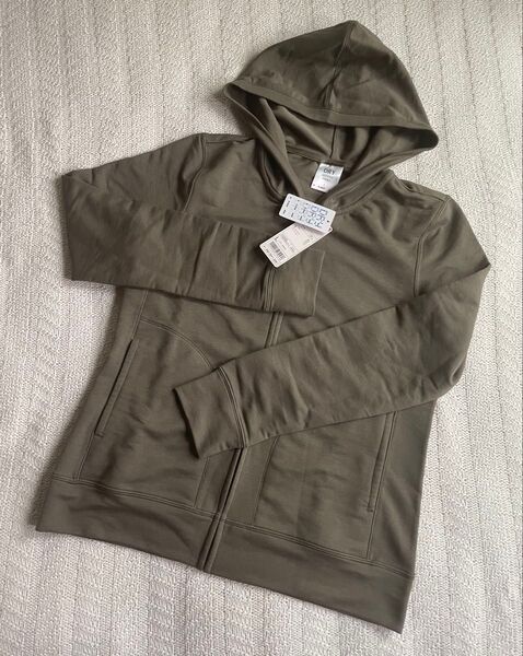 【未使用品】ユニクロ ドライスウェット フルジップパーカー(長袖) Lサイズ カーキ