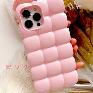 iPhone14Pro ぽこぽこ スマホケース アイフォンケース ピンク シリコン Pro 韓国 可愛い