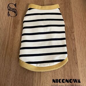 犬服 ハンドメイド ボーダー柄 ドッグウェア Sサイズ
