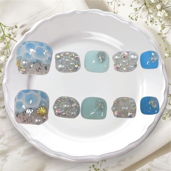 フットネイルチップ 現品 海ネイル