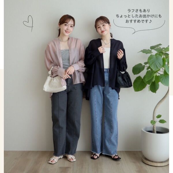 《新品》しまむら omi TERA バックフリルシアーブラウス M
