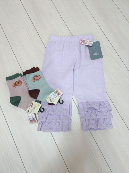 《新品》しまむら softcheese ニコ レースパンツ ソックス 3点セット 90