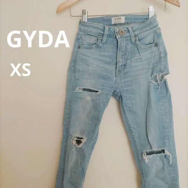 GYDA ジェイダ ライトブルー スキニー XS デニム ダメージ 細身 浅め