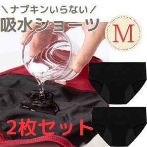 ★サニタリーショーツ 2枚セット 吸水ショーツ ブラック M