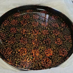 新品 箱あり 津軽塗 天然木 お盆 丸盆 津軽塗 お盆 天然木 伝統工芸