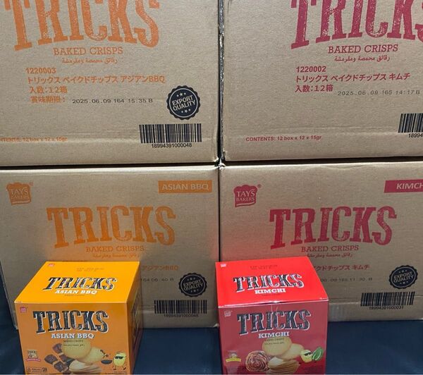 ポケモン メザスタ ポテトチップス TRICKS ベイクドクリスプス 2種計12箱トリックス キムチ アジアンBBQ