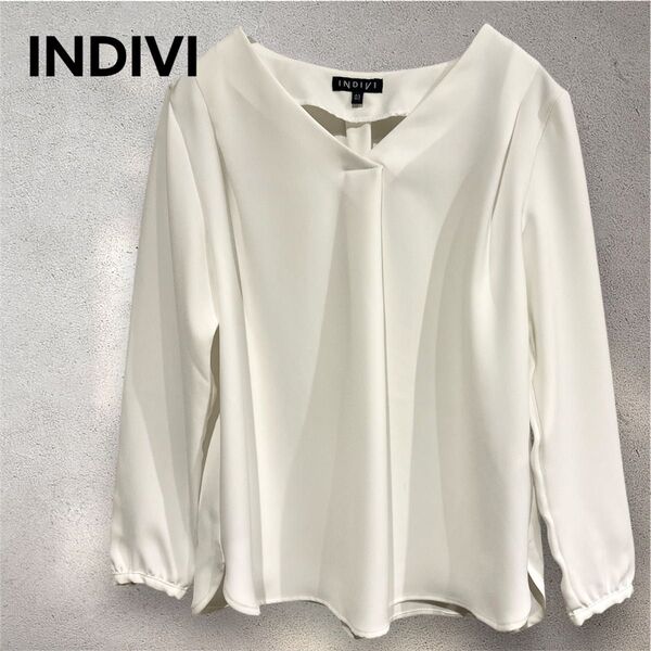 【INDIVI】ブラウス size03 ホワイト 長袖 ブラウス