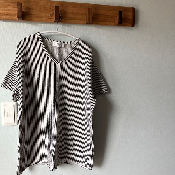 azul by moussy Tシャツ Vネック ボーダー 半袖