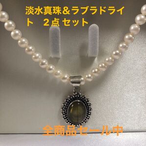 サービスセット!夏 お洒落 華やか 淡水真珠 ホワイト パワーストーン ラブラドライト シルバー オフィス プレゼント