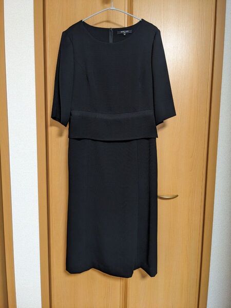 MICHEL KLEIN◆ミッシェルクラン 礼服ワンピース/ブラックフォーマル/L/ 冠婚葬祭 /七分袖/サマーフォーマル