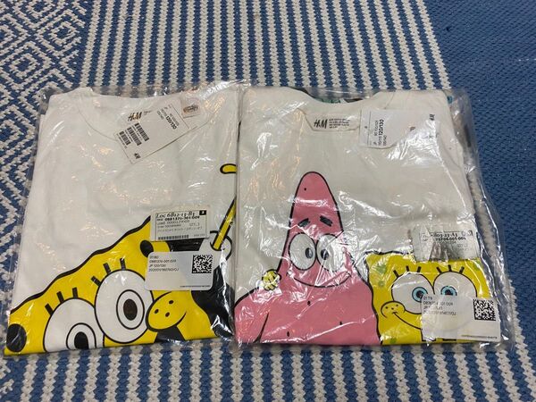 新品 未使用 h&m 120 130 半袖 スポンジボブ Tシャツ キッズ セット