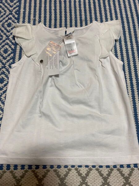 新品 未使用 ジャカディ6A jacadi 半袖 カットソー 110 120 白 トップス ノースリーブカットソー 女の子